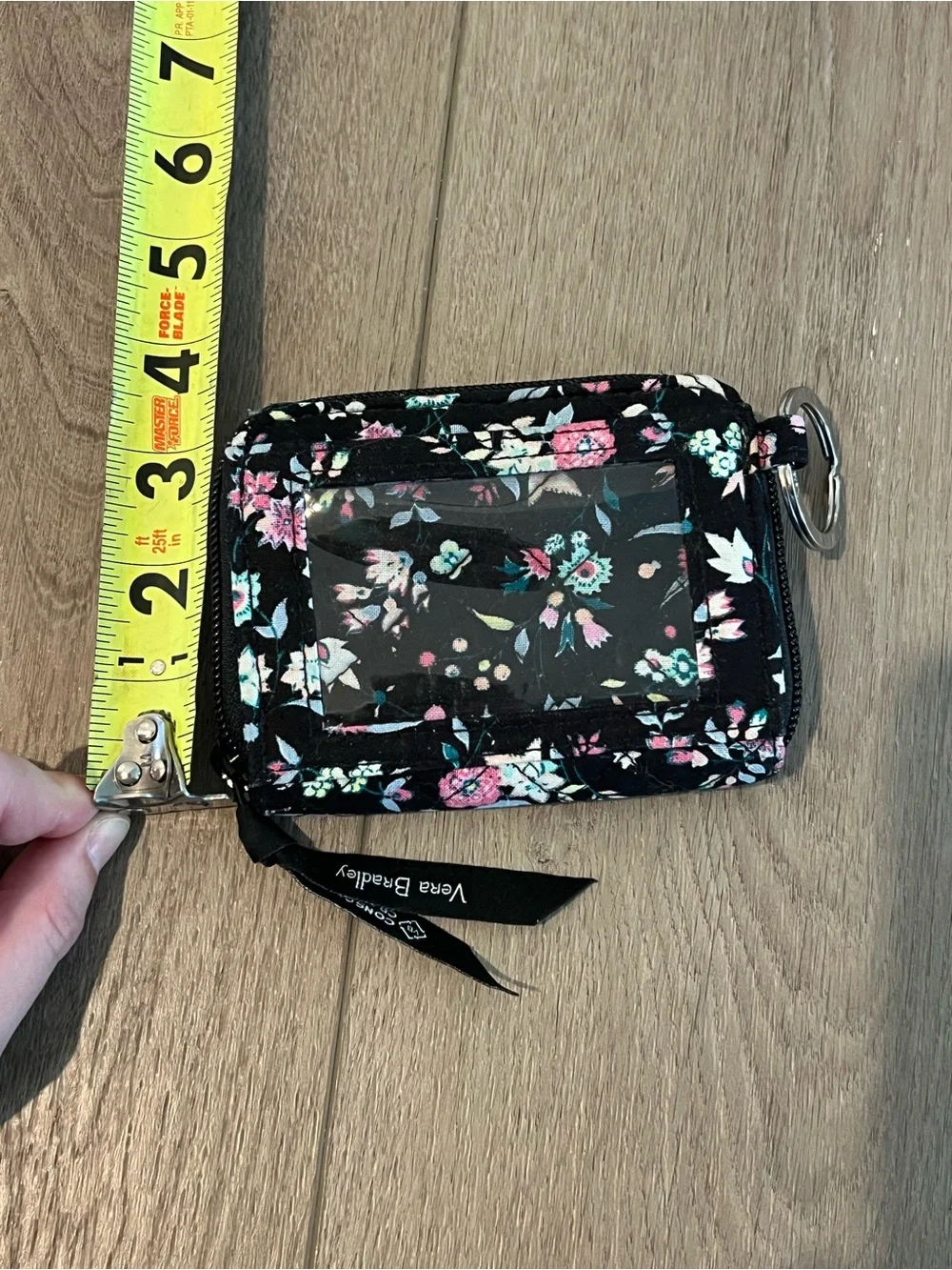Vera Bradley Floral Zip Card Wallet - Black Pink Green